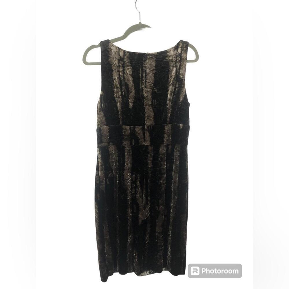 AB Studios Velour Party Dress V Neck Sleeveless Muted Stripe - Picture 2 of 9